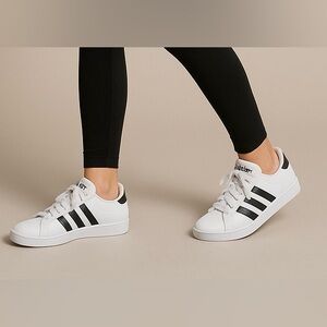 Adidas Women's White and Black Sneakers